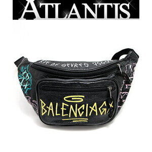 Balenciaga Graffiti Explorer Body Belt Crossbody Bag Black Multicolor Leather